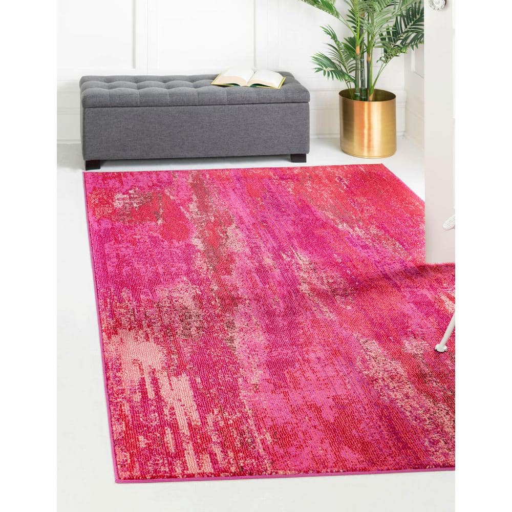 Abstract Pink Bliss 6'x9' Synthetic Easy-Care Area Rug