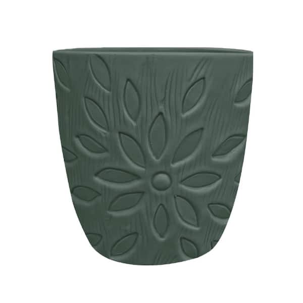 CHG CLASSIC HOME & GARDEN 10.7 in. D x 9.5 in. H Flora Dark Green Plastic Pot with Drainage Plug