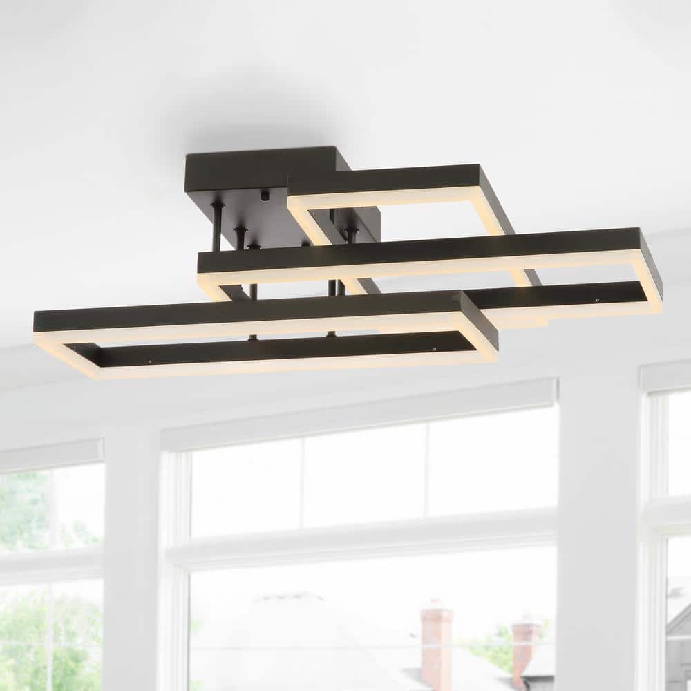 Lumina 28" LED Black Geometric Flush Mount Ceiling Light