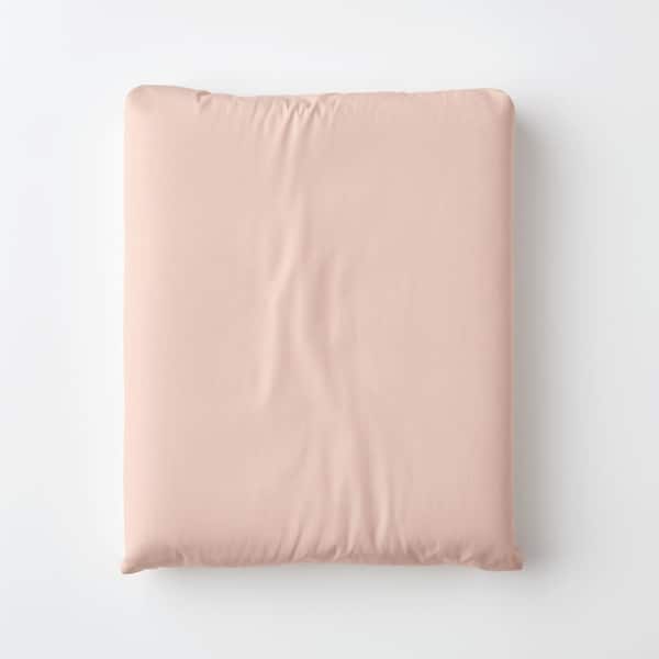 The Company Store Company Cotton Peach Nectar Solid 300-Thread Count Cotton Percale King Deep Pocket Fitted Sheet