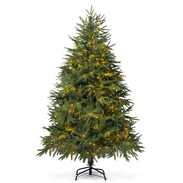 6 ft. Pre-Lit LED PVC and PE Fraser Fir Artificial Christmas Tree with 250-Twinkling Lights and Foldable Stand