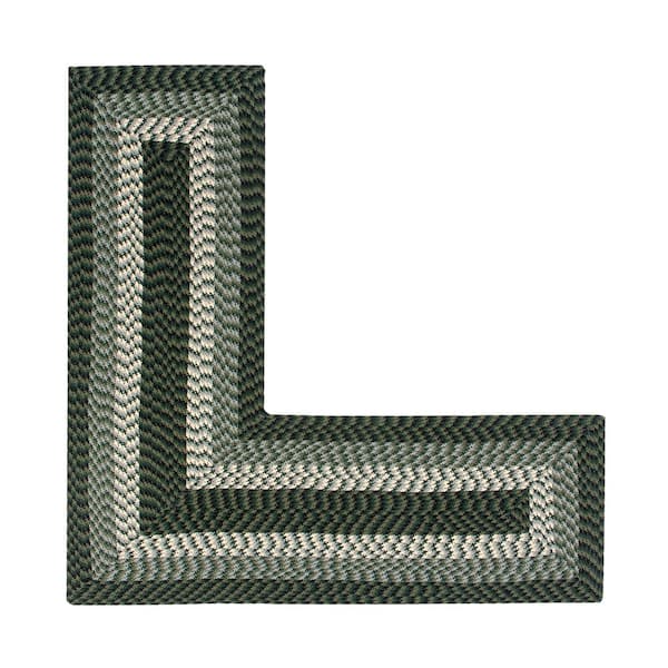 Alpine Braid Collection Hunter Stripe 24" x 68" x 68" L-Shape 100% Polypropylene Reversible Indoor Area Rug