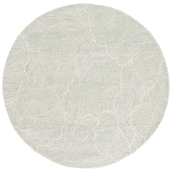 Metro 6 ft. x 6 ft. Sage/Ivory Solid Color Abstract Round Area Rug