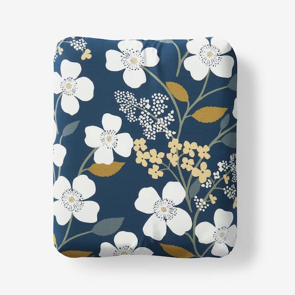 The Company Store Company Cotton Adley Floral Navy Cotton Percale King Fitted Sheet