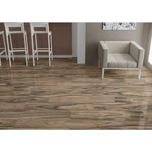 Dellano Deep Bark 8 in. x 48 in. Polished Porcelain Floor and Wall Tile (10.68 sq. ft./Case)