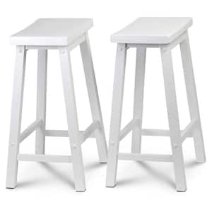 16.34 in. x 12.64 in. x 24.00 in. White Wood Kitchen Counter Stools