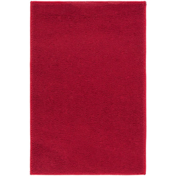 Loft Red  3 ft. x 5 ft. Machine Washable Modern Solid Area Rug