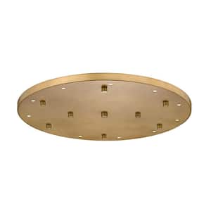 Multi Point Canopy 24 in. 11-Light Rubbed Brass Round Ceiling Plate