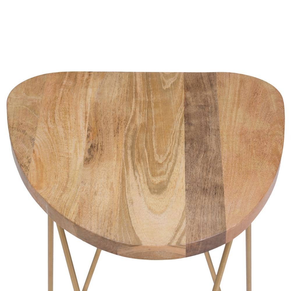 Patrice Boomerang Mango Wood Table with Matte Gold Hairpin Legs