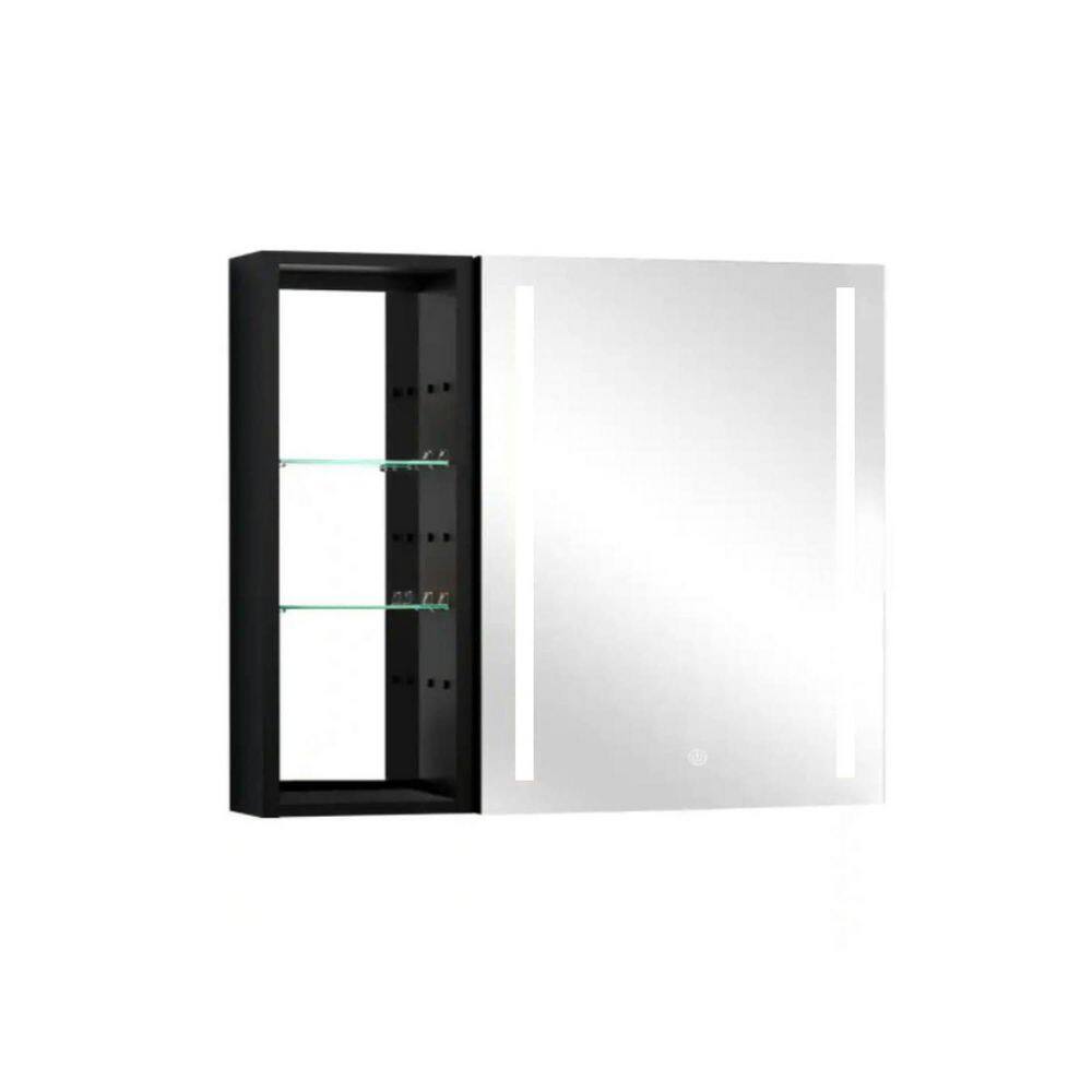 30 in. W x 30 in. H Black Rectangular Aluminum Recessed or Surface Mount Me