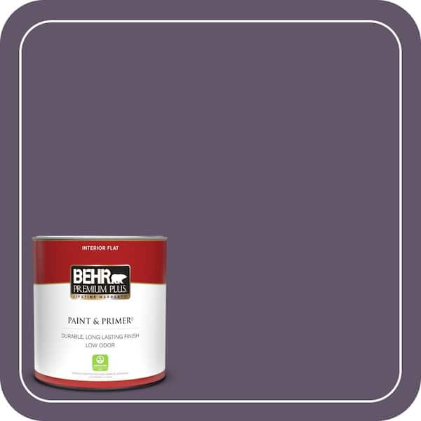 BEHR PREMIUM PLUS 1 qt. #PPU17-04 Darkest Grape Flat Low Odor Interior Paint & Primer