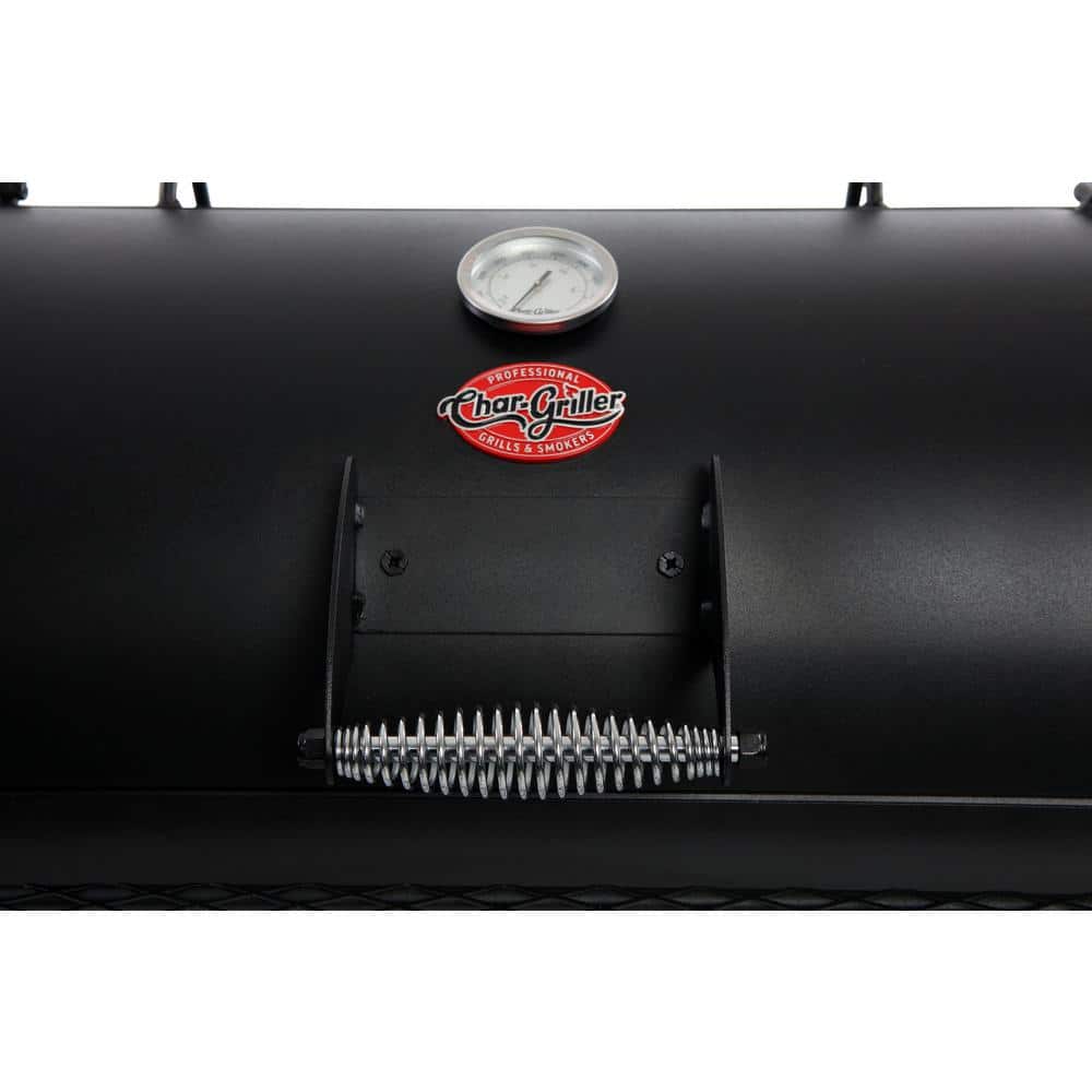 Black Heavy-Duty Steel Barrel Charcoal Grill with Smoker