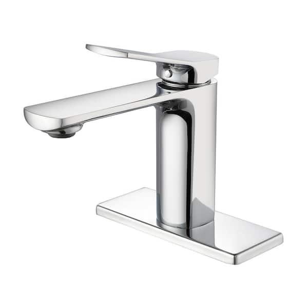 Mediterraneo Bari Single Handle Single Hole Bathroom Faucet with Deckplate included in Chrome