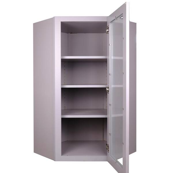 Bremen Cabinetry Bremen 24 in. W x 12 in. D x 42 in. H Gray Plywood Assembled Wall Diagonal Corner Kitchen Cabinet with Soft-Close
