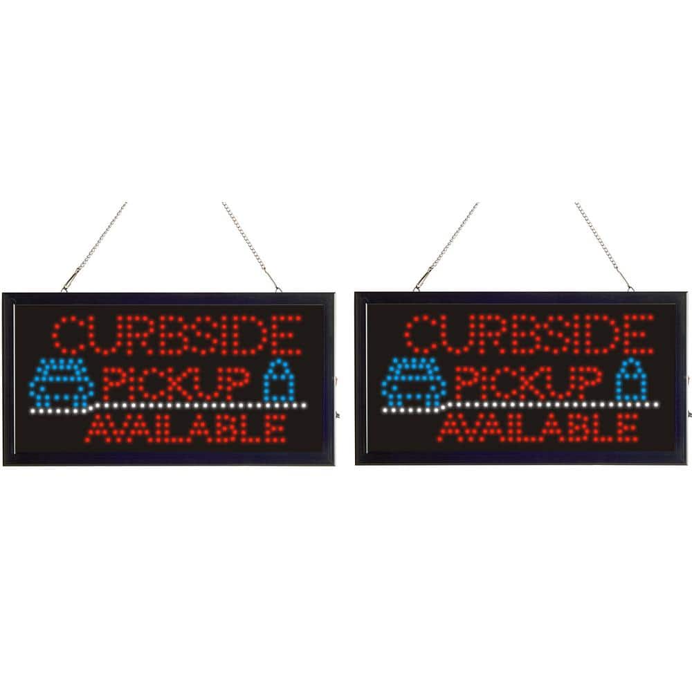 Alpine Industries 19 in. W x 10 in. H LED Rectangular Curbside Pickup  Available Sign with Two Display Modes (2-Pack) 497-16-2pk The Home Depot