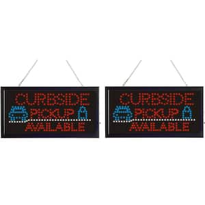 19 in. W x 10 in. H LED Rectangular Curbside Pickup Available Sign with Two Display Modes (2-Pack)