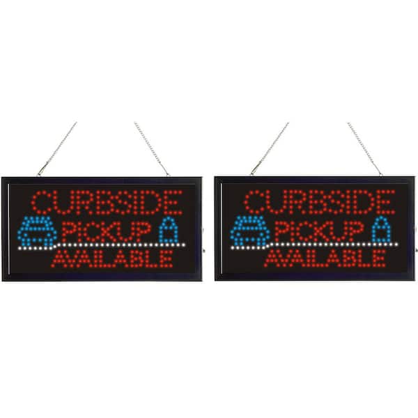 Alpine Industries 19 in. W x 10 in. H LED Rectangular Curbside Pickup Available Sign with Two Display Modes (2-Pack)