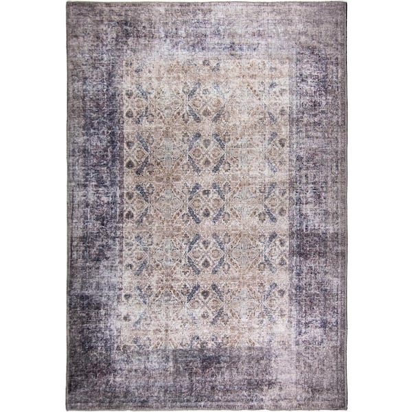 Jasmine Grey Distressed Washable 2 ft. x 3 ft. Scatter Rug