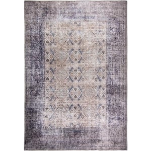 Jasmine Grey Distressed Washable 5 ft. x 7 ft. Area Rug