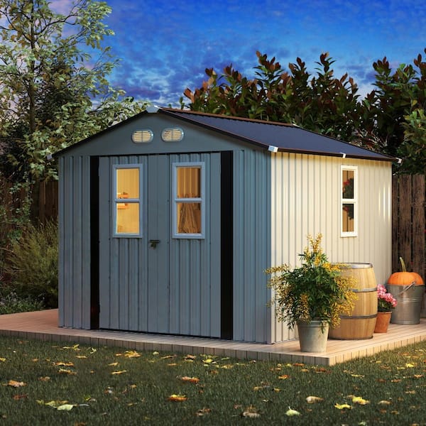 ToolCat 8x8 ft Outdoor Metal Storage Shed with 4 Windows, Lockable