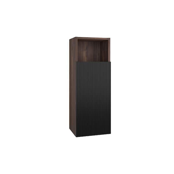 11.8 in. W x 11 in. D x 31.5 in. H Black MDF Wall Mounted Linen Cabinet in Dark Walnut