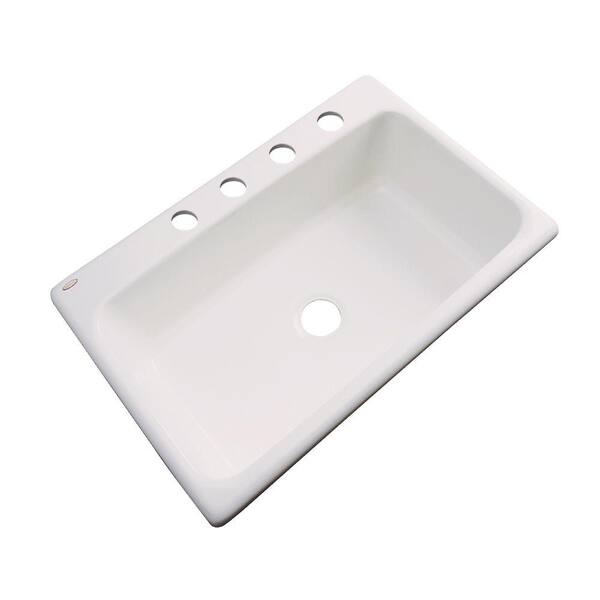 Thermocast Manhattan Drop-In Acrylic 33 in. 4-Hole Single Bowl Kitchen Sink in Natural
