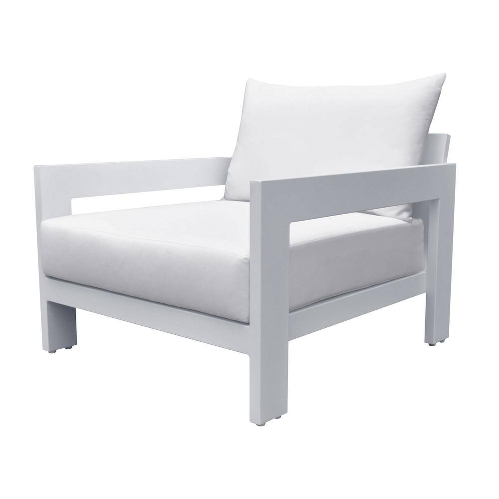 Renava Wake White Aluminum Outdoor Lounge Chair with White Cushion