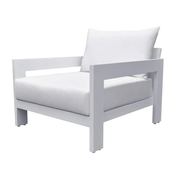 Unbranded Renava Wake White Aluminum Outdoor Lounge Chair with White Cushion
