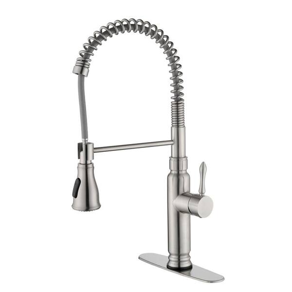 Single-Handle Pre-Rinse Spring Pulldown Sprayer Kitchen Faucet with ...