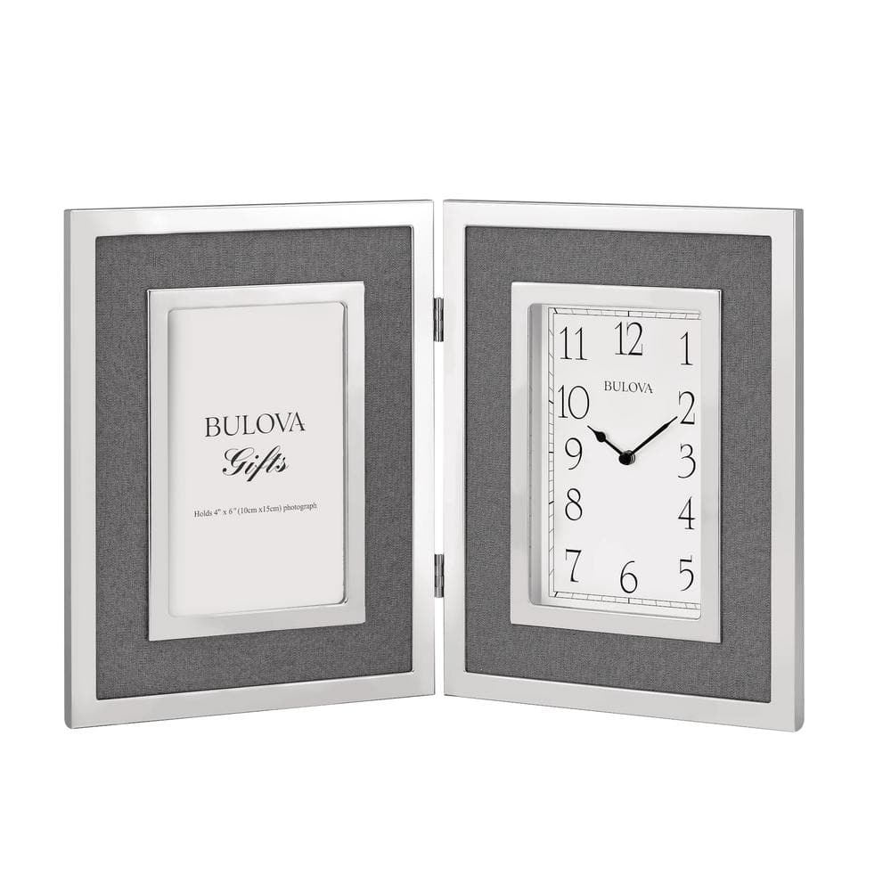 Bulova The Faith Picture Frame Table Clock In Silver With Metal Frame ...