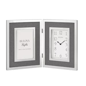 The Faith Picture Frame Table Clock in silver with metal frame, Quartz movement and