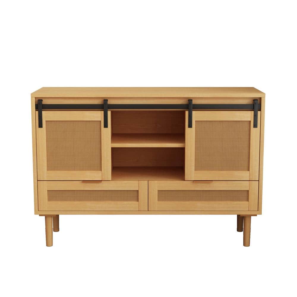 47.24 in. W x 15.75 in. D x 31.5 in. H Wood Brown Linen Cabinet with Slidin