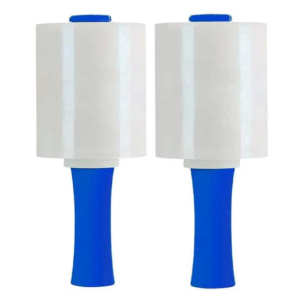 N/A 80 Gauge Stretch Film 5 in. x 1000 ft. Shrink Wrap with Blue Anti-Slip Handle for Pallet Wrap Protection 2-Pack Clear