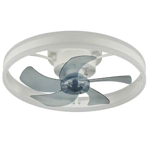 20 in. LED Indoor White Bladeless Low Profile Ceiling Fan with Light Flush Mount Ceiling Light with Fan Remote Control