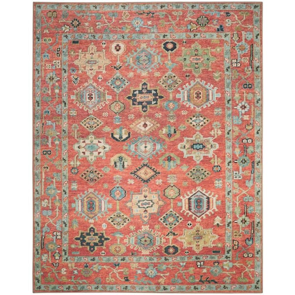 Nourison Vintage Washables Rust Multicolor 8 ft. x 10 ft. Floral Traditional Area Rug