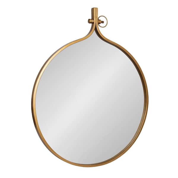 Kate and Laurel Yitro 36.50 in. H x 30.00 in. W Round Metal Framed Gold Mirror