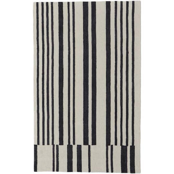 HomeRoots Ivory and Black 10 ft. x 14 ft. Abstract Area Rug