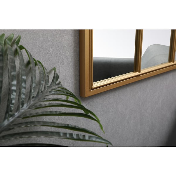 Small Rectangle Brass Modern Mirror (14 in. H x 28 in. W)