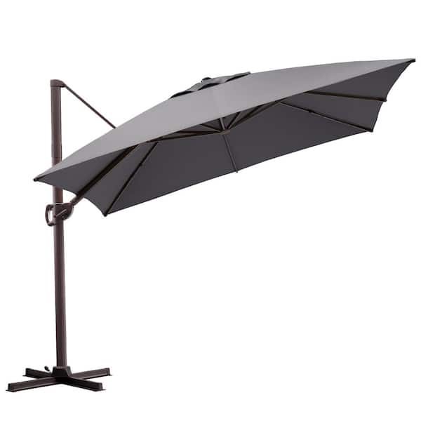 Crestlive Products 10.5 ft. x 10.5 ft. Square 360° Rotation Cantilever Patio Umbrella in Dark Gray