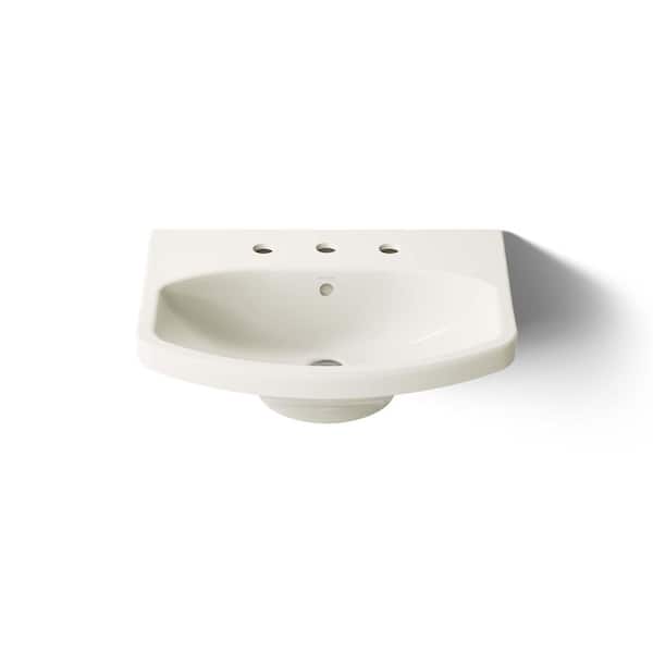 KOHLER Cimarron 22 in. x 12.75 in. Pedestal Bathroom Sink in Biscuit Vitreous China
