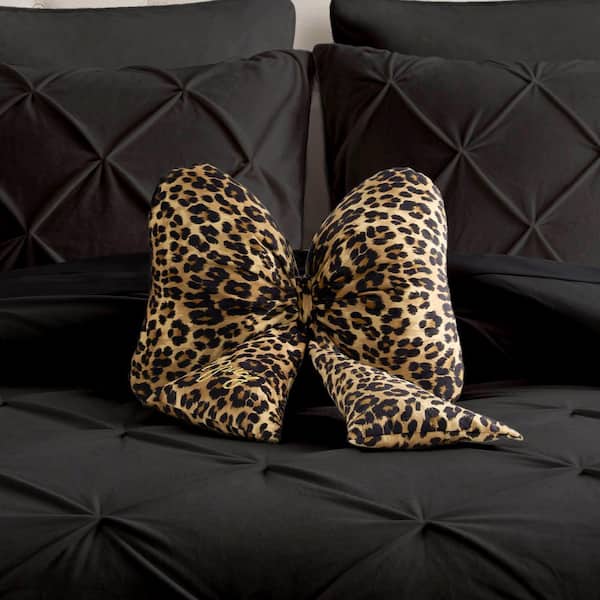 Bow-Shaped Cheetah Animal Print Polyester 12 in. x 20 in. Decorative Throw Pillow