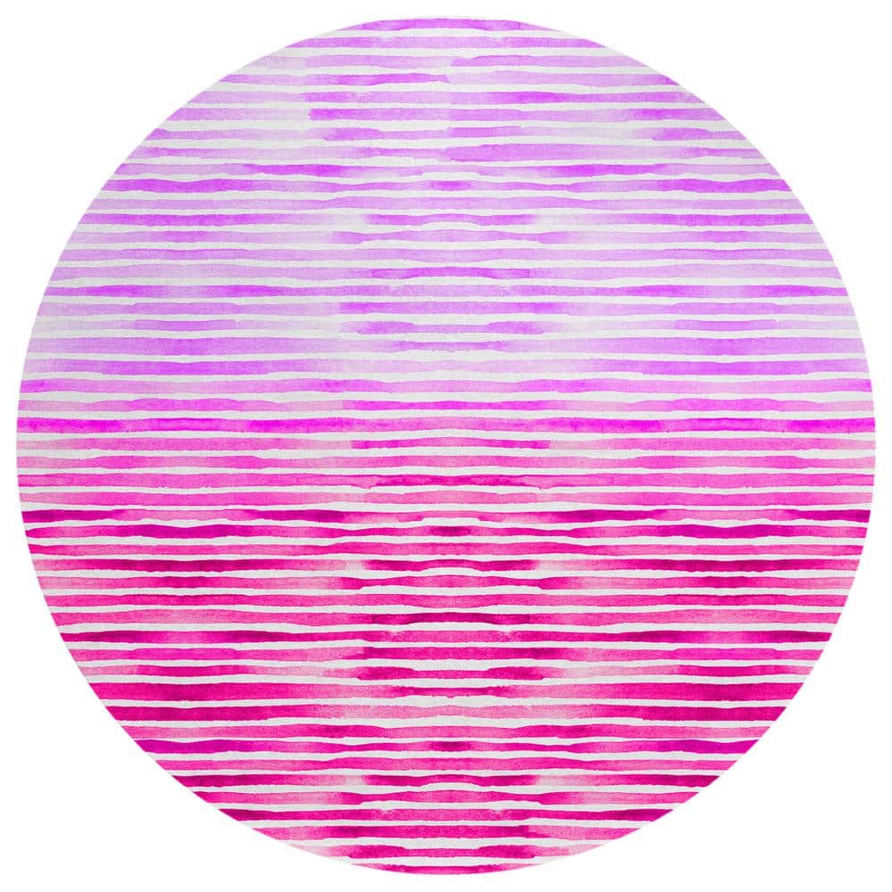 Surfside 8 ft. x 8 ft. Pink Geometric Indoor/Outdoor Area Rug
