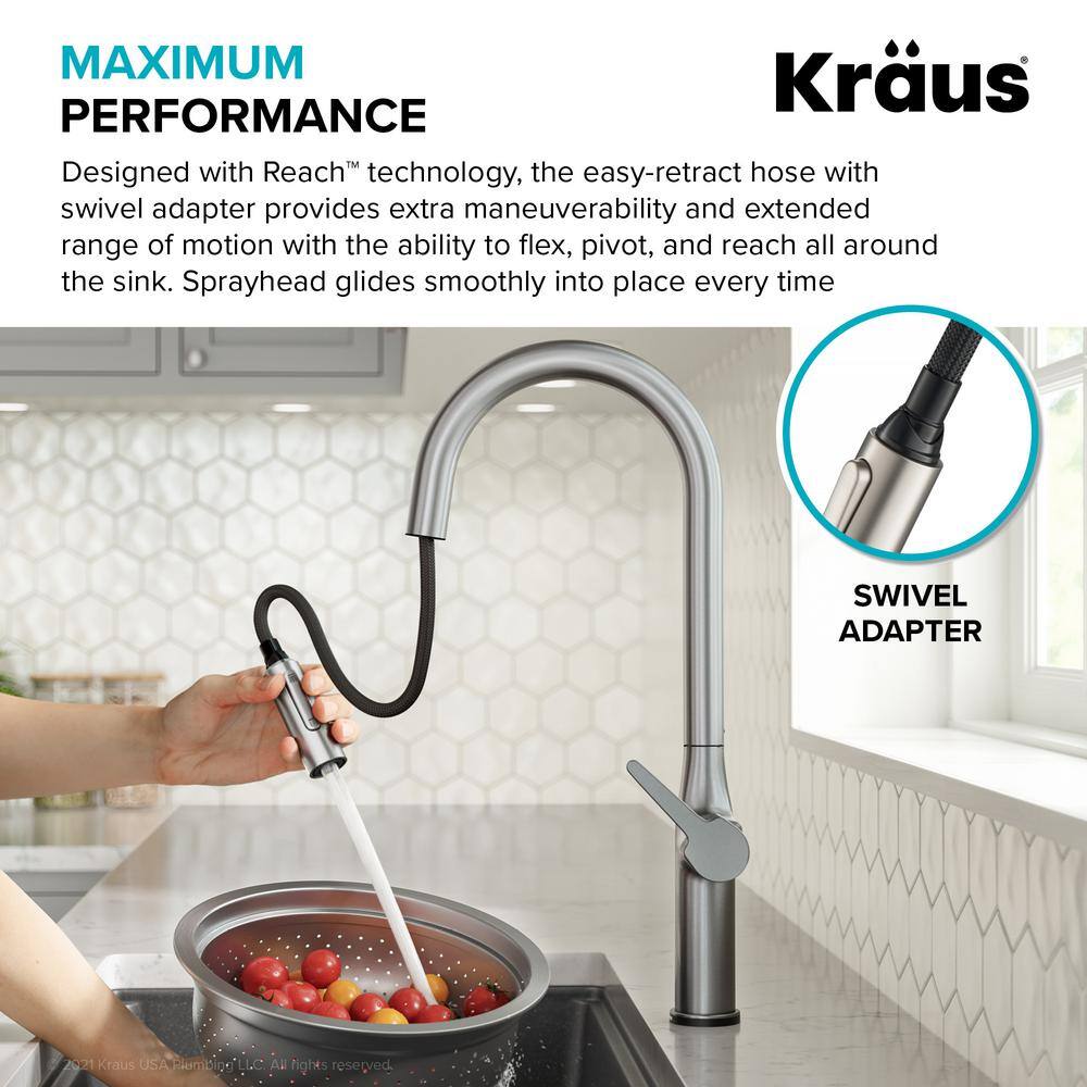 Elegant Oletto 19.88" Stainless Steel Touch-Control Kitchen Faucet