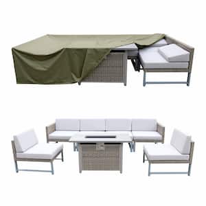 Outdoor Patio Sofa Waterproof Covers Heavy-Duty 600D Rectangular Furniture Covers (Olive Green)