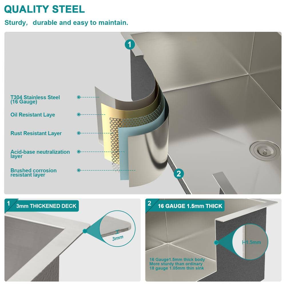 28-Inch Stainless Steel Undermount Double Bowl Kitchen Sink