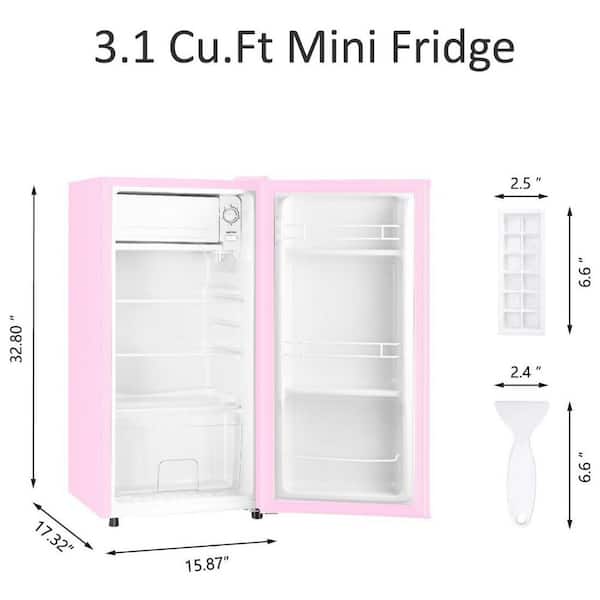 16 in. 3.1 cu. ft. Mini Refrigerator in Pink with Freezer, 5-Settings Temperature Adjustable