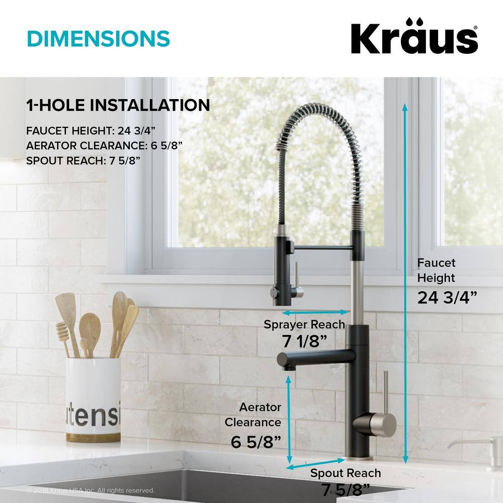 Stainless Steel and Matte Black Pull-Down Kitchen Faucet