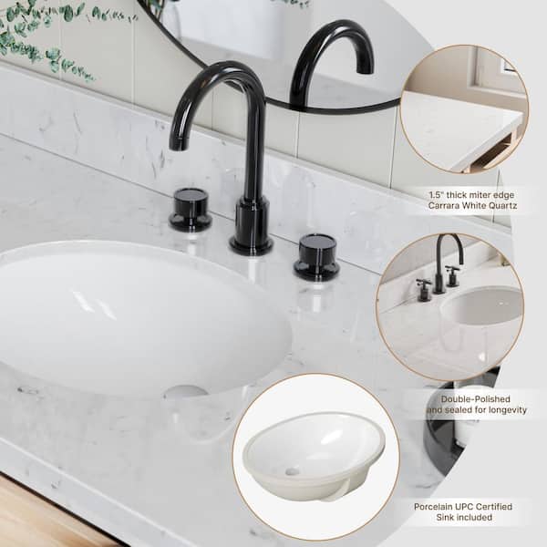 ARIEL Monroe 48 in. W x 22 in. D x 36 in. H Single Oval Sink
