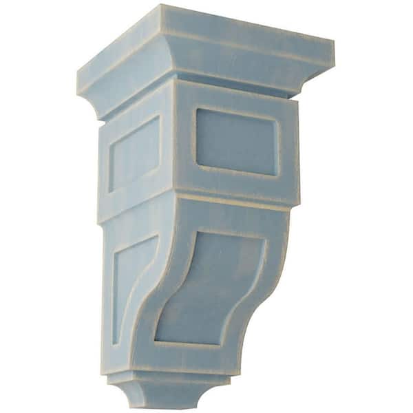 Ekena Millwork 5 in. x 10 in. x 5-3/4 in. Driftwood Blue Medium Reyes Wood Vintage Decor Corbel