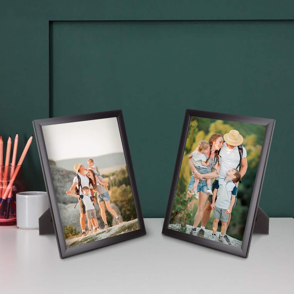Elegant Black 5"x7" Floating Picture Frame Set for Wall & Tabletop - 6 Pack